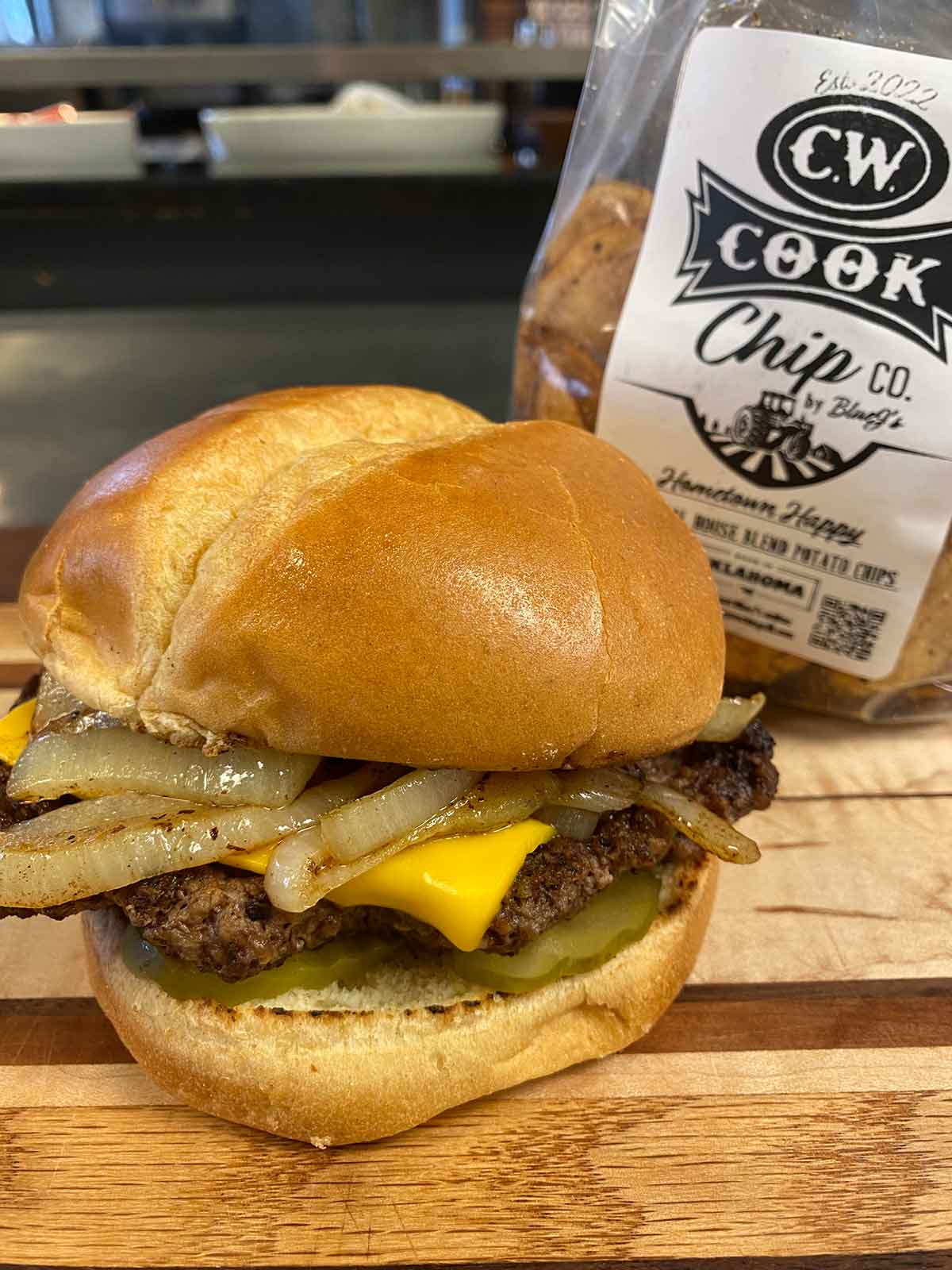 Okie Onion Burger - BlueJ's Rollin' Grill